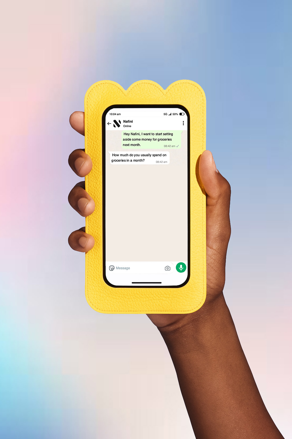 hand holding a phone